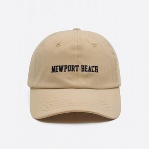 Newport Beach Embroidered Baseball Hat – Neutral Beige Adjustable Cap